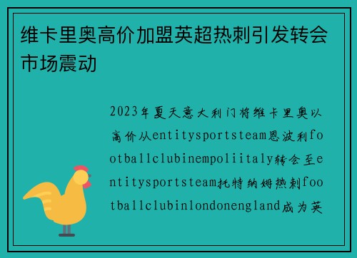维卡里奥高价加盟英超热刺引发转会市场震动 维卡里奥高价加盟英超热刺引发转会市场震动